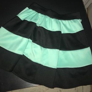 Small Mint/Black striped mini skirt